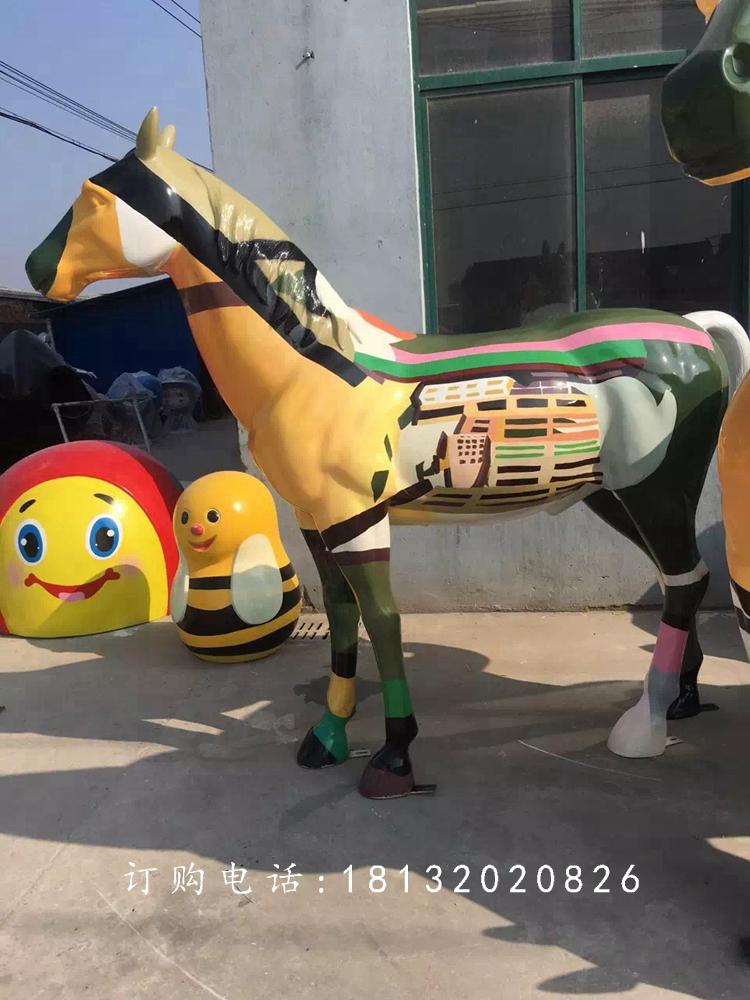 玻璃鋼彩繪馬雕塑，玻璃鋼動(dòng)物雕塑 (1)