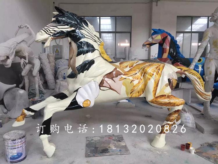 玻璃鋼彩繪馬雕塑，玻璃鋼動(dòng)物雕塑 (2)