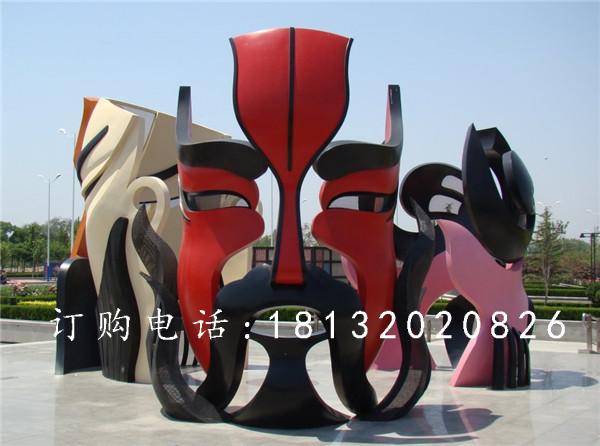 玻璃鋼臉譜雕塑，廣場(chǎng)玻璃鋼雕塑