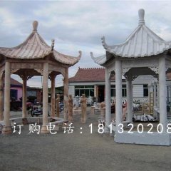 六角涼亭石雕，公園石雕涼亭