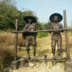 干農(nóng)活人物雕塑，公園人物銅雕