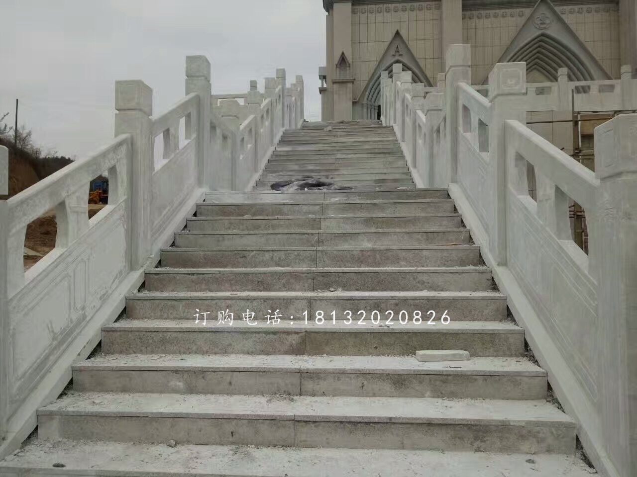 教堂石欄板雕塑，漢白玉欄板石雕 (2)