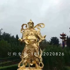韋陀銅雕，貼金菩薩雕塑