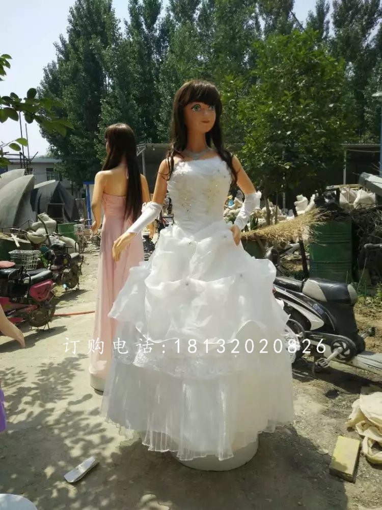 穿婚紗女孩雕塑，玻璃鋼人物雕塑