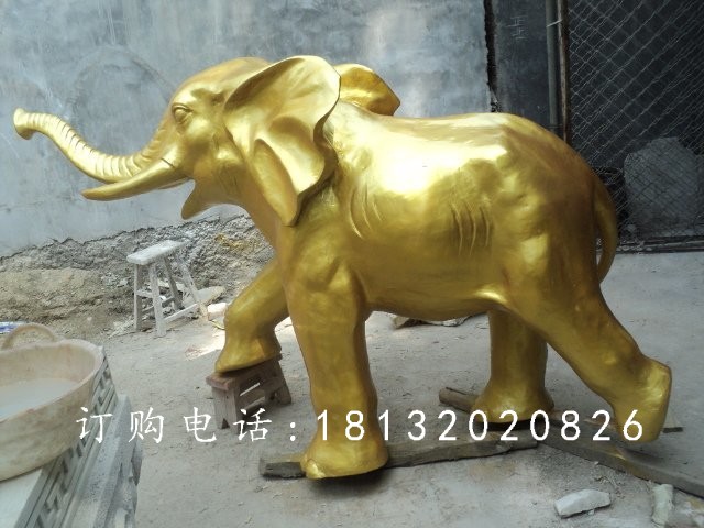 玻璃鋼仿銅大象雕塑，廣場動物雕塑 (1)