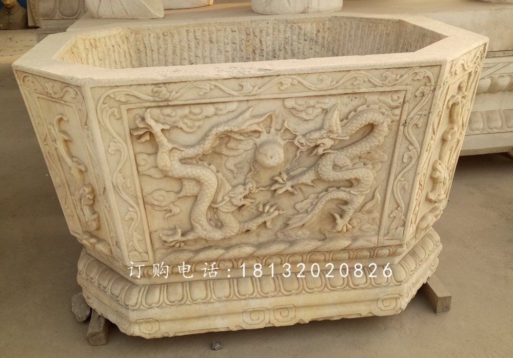 方形水缸石雕,公園景觀石雕