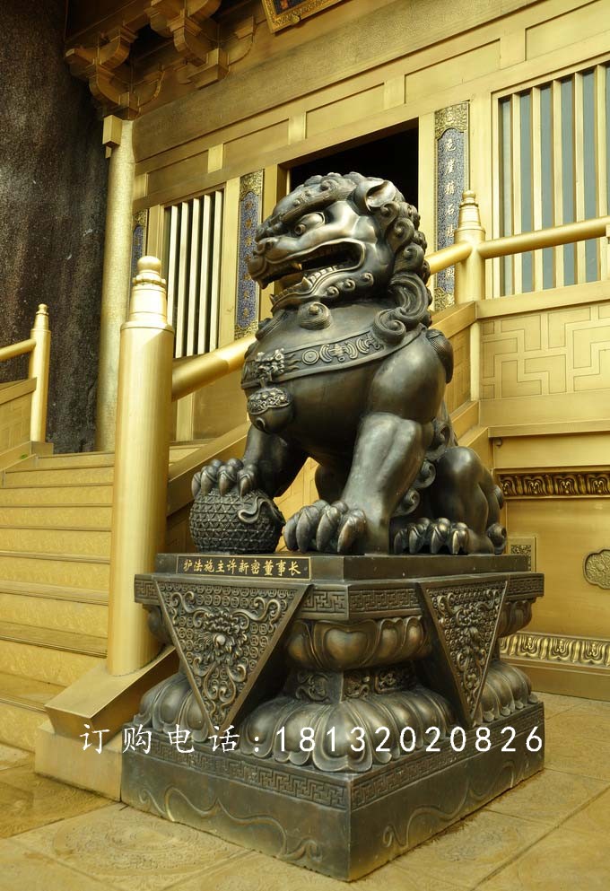 戲球獅銅雕，廣場青銅獅 (2)