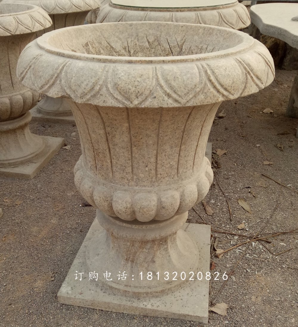 砂巖花盆，公園花盆石雕