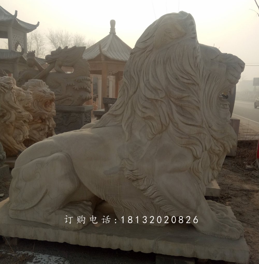匯豐獅石雕，銀行門口獅子石雕