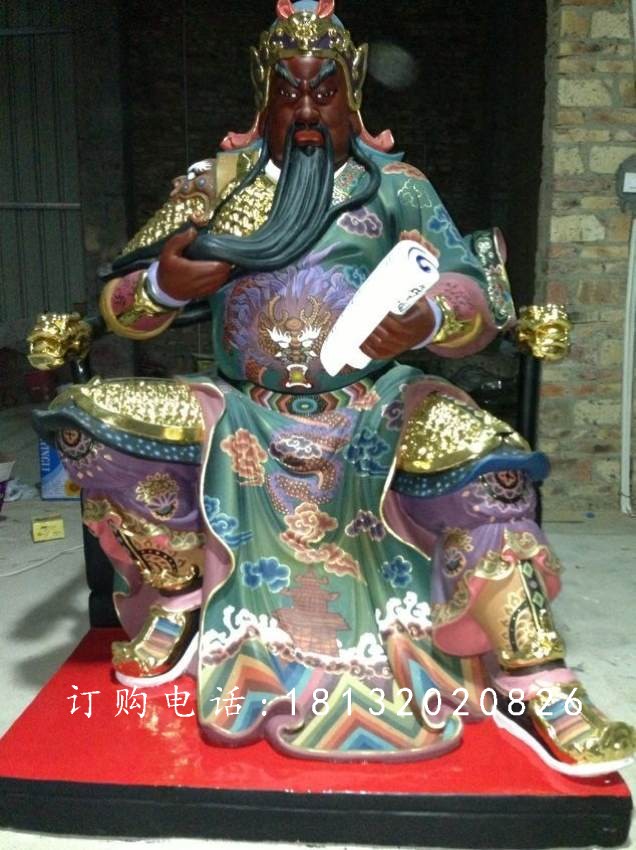 玻璃鋼關公春秋雕塑，彩繪玻璃鋼雕塑 (1)
