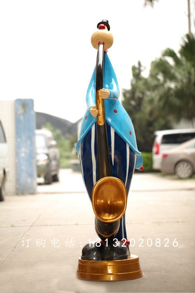 玻璃鋼小丑變戲法雕塑，游樂(lè)場(chǎng)玻璃鋼雕塑 (1)