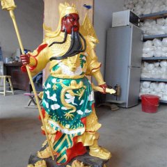 持刀關(guān)公雕塑，玻璃鋼彩繪關(guān)公雕塑