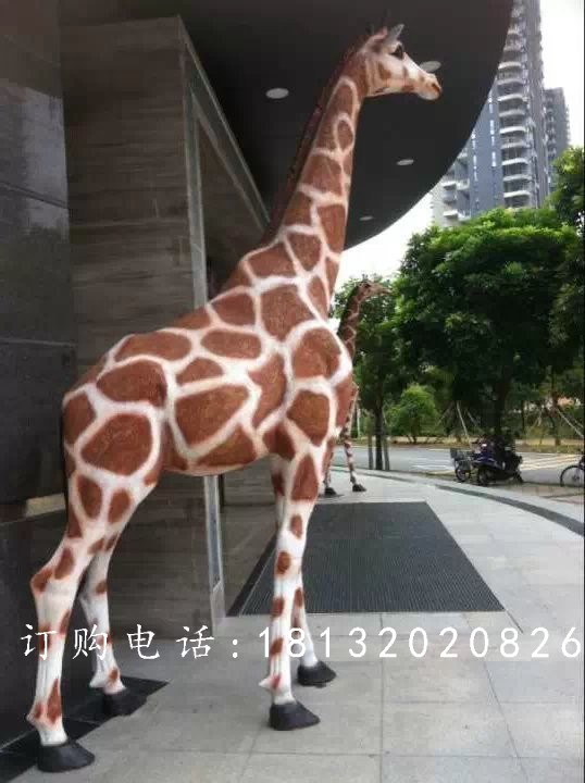 玻璃鋼長頸鹿雕塑，玻璃鋼仿真動物雕塑 (2)