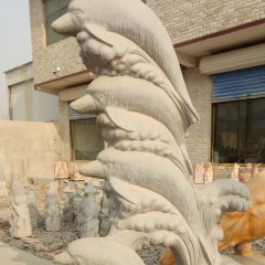 海豚石雕，公園動物石雕