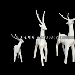 小鹿一家雕塑，玻璃鋼抽象動(dòng)物雕塑