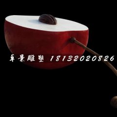 玻璃鋼半塊蘋果雕塑，公園景觀雕塑