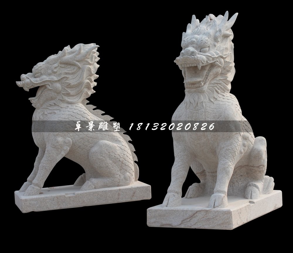 大理石麒麟雕塑，古代神獸石雕