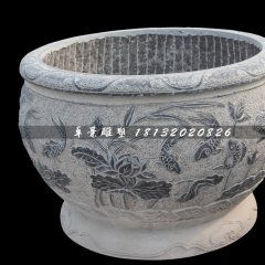 仿古石頭花盆，大理石雕刻花盆