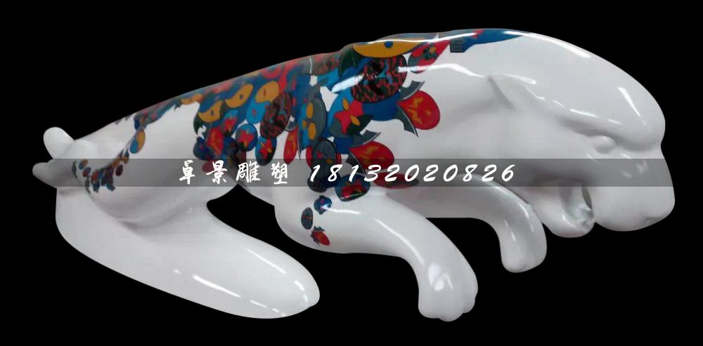 玻璃鋼豹子雕塑，玻璃鋼彩繪雕塑 (1)