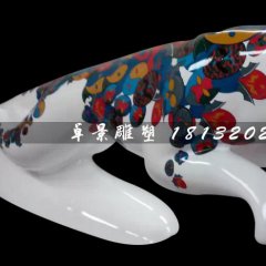 玻璃鋼豹子雕塑，玻璃鋼彩繪雕塑