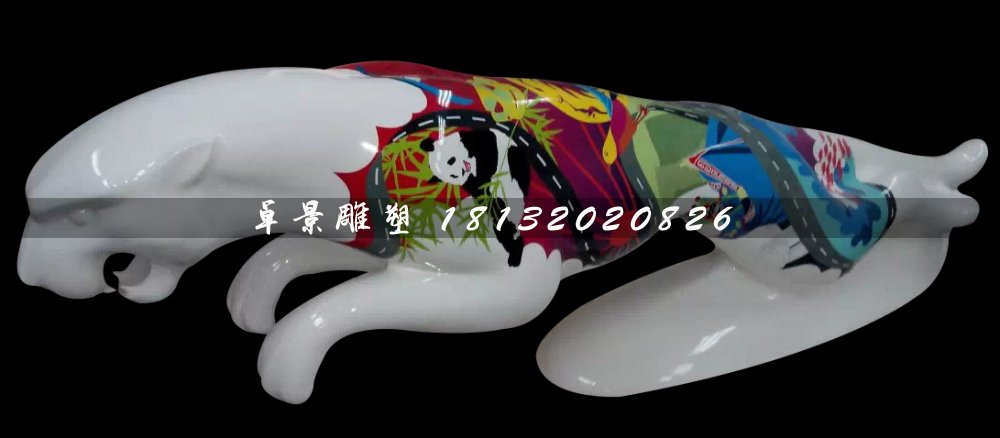玻璃鋼豹子雕塑，玻璃鋼彩繪雕塑 (2)