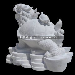 龍龜石雕，漢白玉招財龍龜?shù)袼? width=