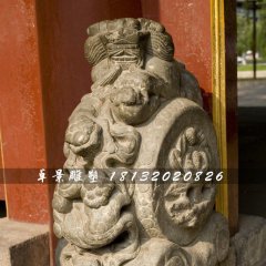 抱鼓石雕塑，仿古石門墩雕塑