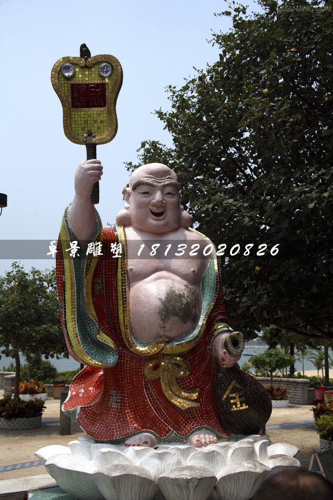 布袋和尚雕塑，玻璃鋼彩繪佛像