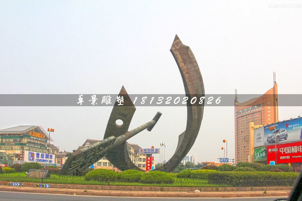船槳不銹鋼雕塑，大型廣場雕塑 (2)