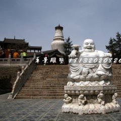 大肚彌勒佛石雕，大理石佛像雕塑