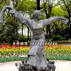 藏族女孩跳舞銅雕，公園景觀銅雕