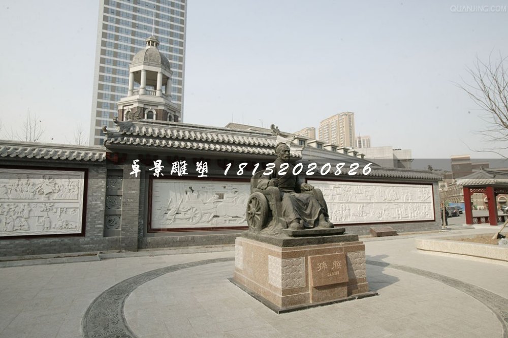 孫臏銅雕，廣場古代名人銅雕