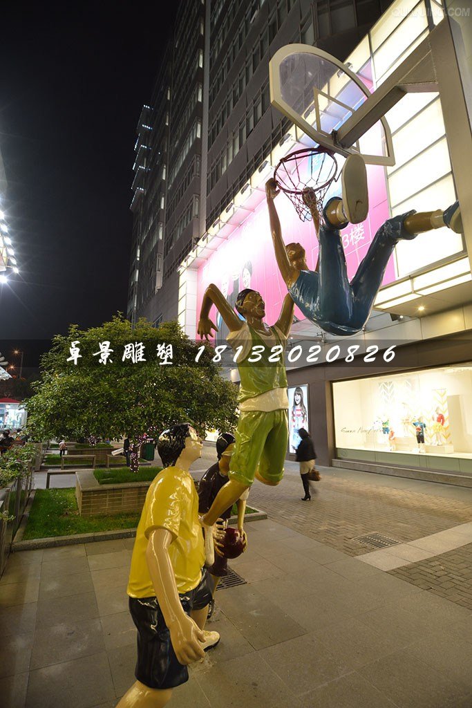 投籃雕塑，玻璃鋼人物雕塑
