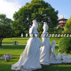 古代美女石雕，公園漢白玉人物雕塑