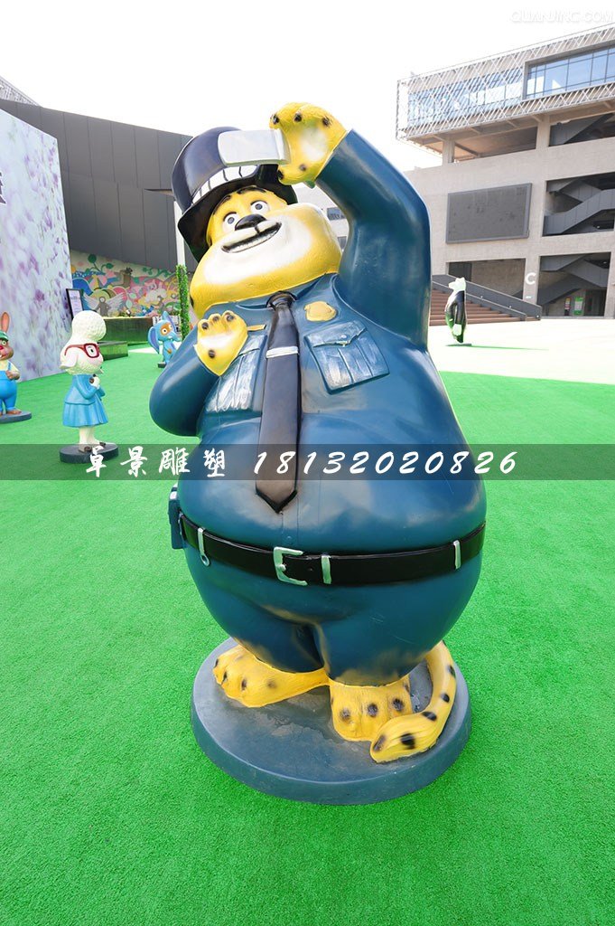 本杰明警官雕塑，玻璃鋼瘋狂動物城雕塑