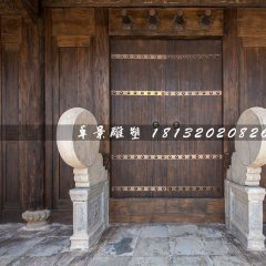 門鼓石雕，大理石門墩雕塑