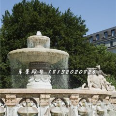 噴水盆石雕，雙層噴泉石雕