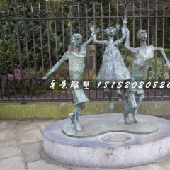 一家三口銅雕，公園天倫之樂銅雕
