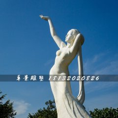 永沐春風(fēng)石雕，廣場(chǎng)漢白玉少女石雕
