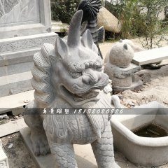 獨(dú)角獸石雕，青石神獸