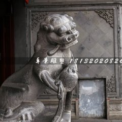 青石獅子雕塑，戲球獅石雕