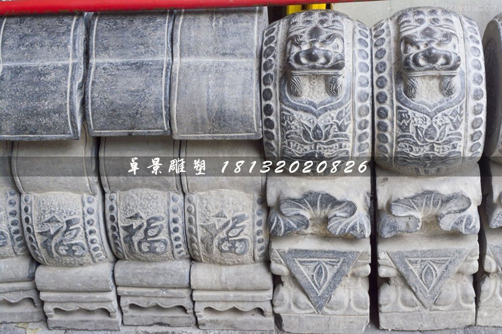 青石門(mén)墩，仿古抱鼓石雕塑