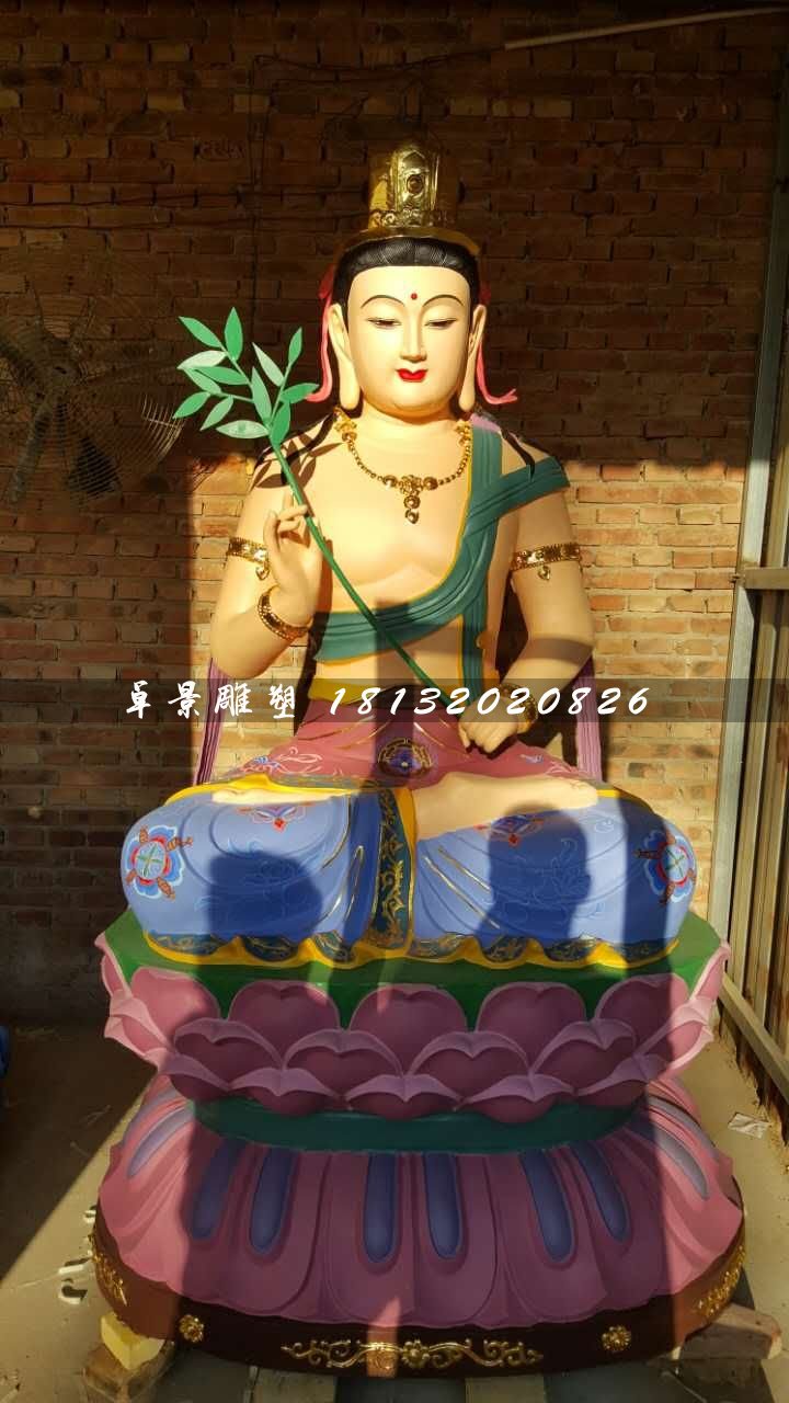 彩繪觀音雕塑，玻璃鋼佛像雕塑 (2)