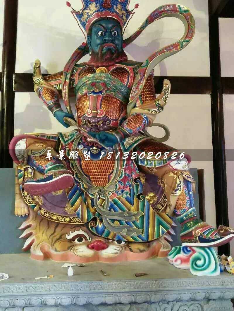 彩繪四大天王雕塑，玻璃鋼神仙雕塑 (4)