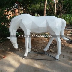 抽象白馬雕塑，公園玻璃鋼馬雕塑