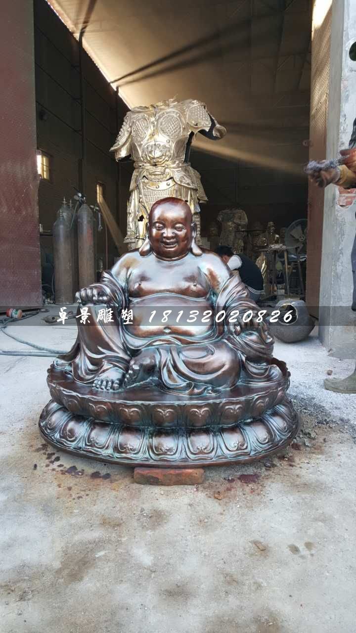 大肚彌勒佛銅雕，寺廟坐式佛像