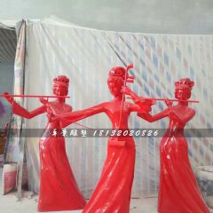 古代美女演奏雕塑，玻璃鋼人物雕塑