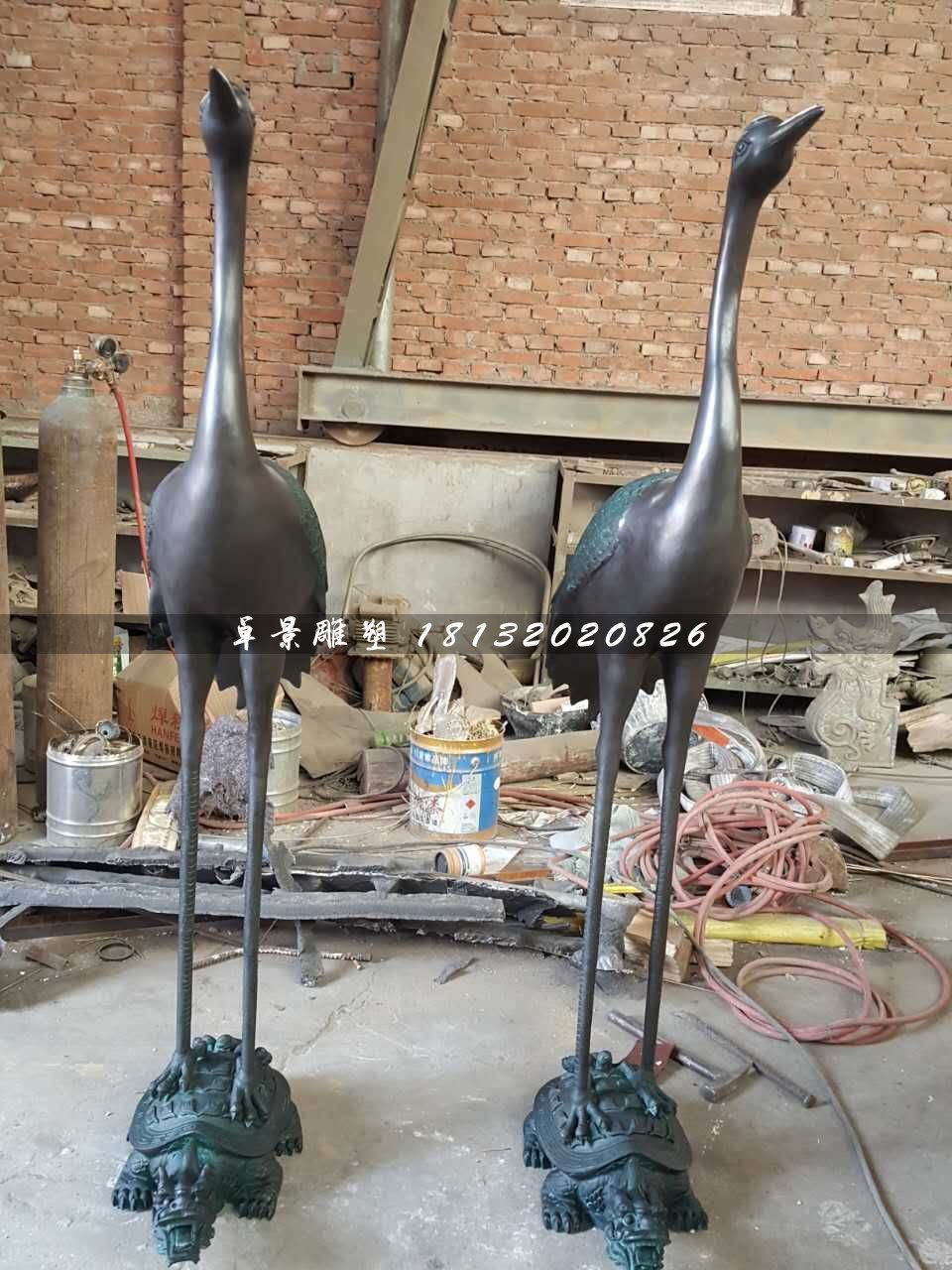 龜鶴延年銅雕，仙鶴銅雕