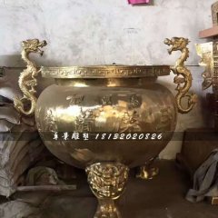 銅雕香爐，寺廟三足香爐銅雕