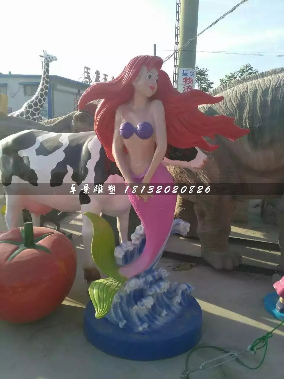 美人魚(yú)雕塑，玻璃鋼卡通雕塑